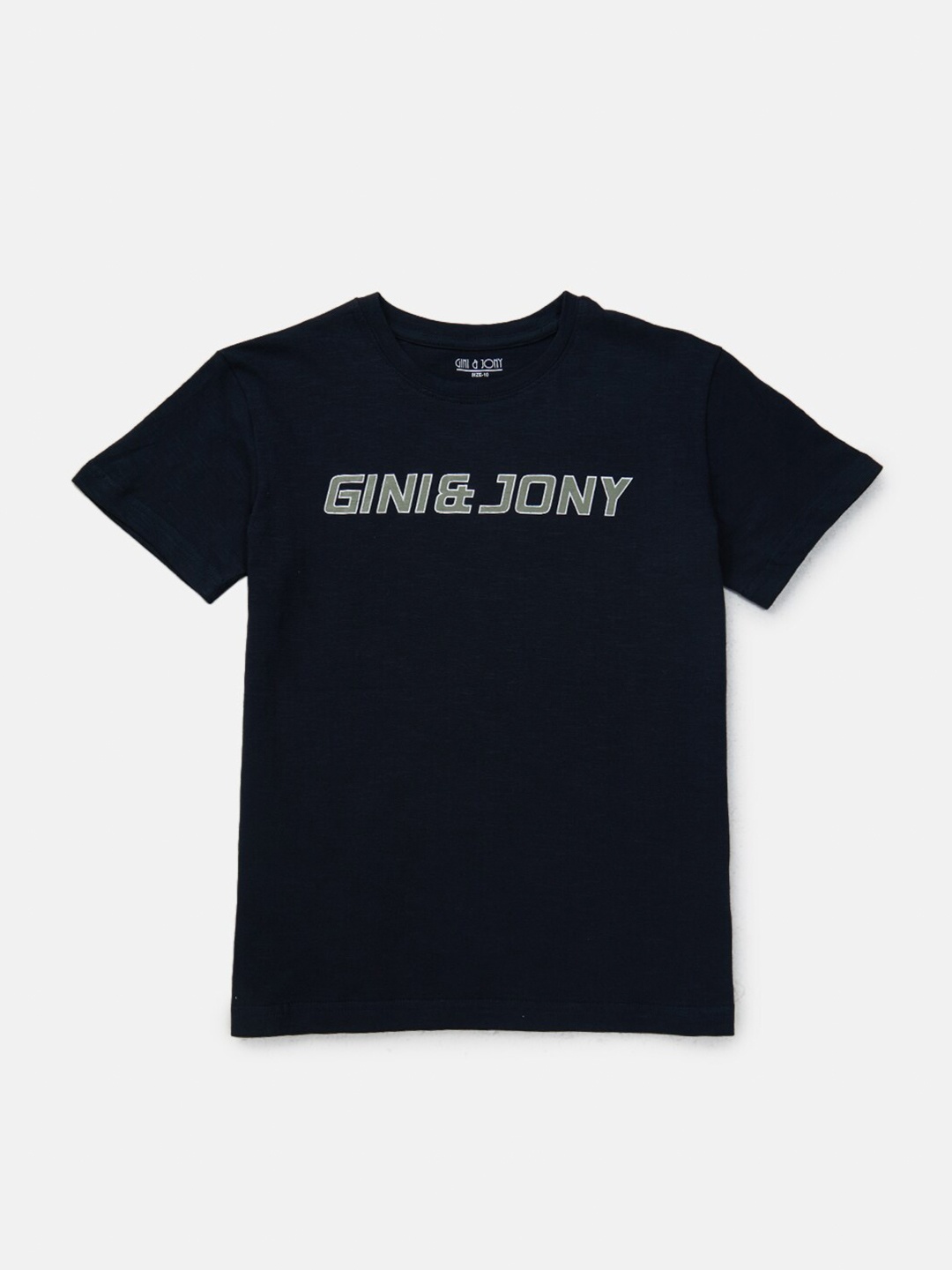 

Gini and Jony Boys Typography Printed Cotton T-shirt, Black