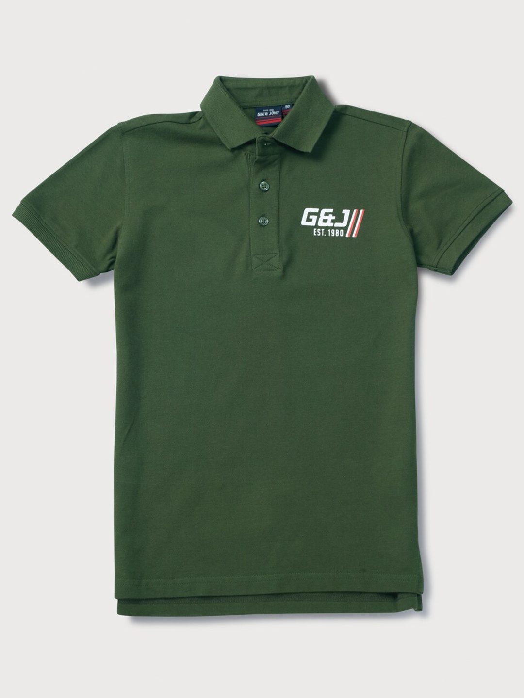 

Gini and Jony Boys Polo Collar Cotton T-shirt, Olive