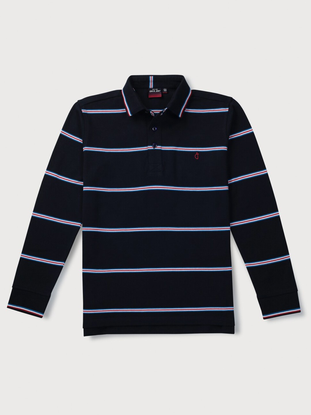 

Gini and Jony Boys Striped Polo Collar Cotton T-shirt, Navy blue