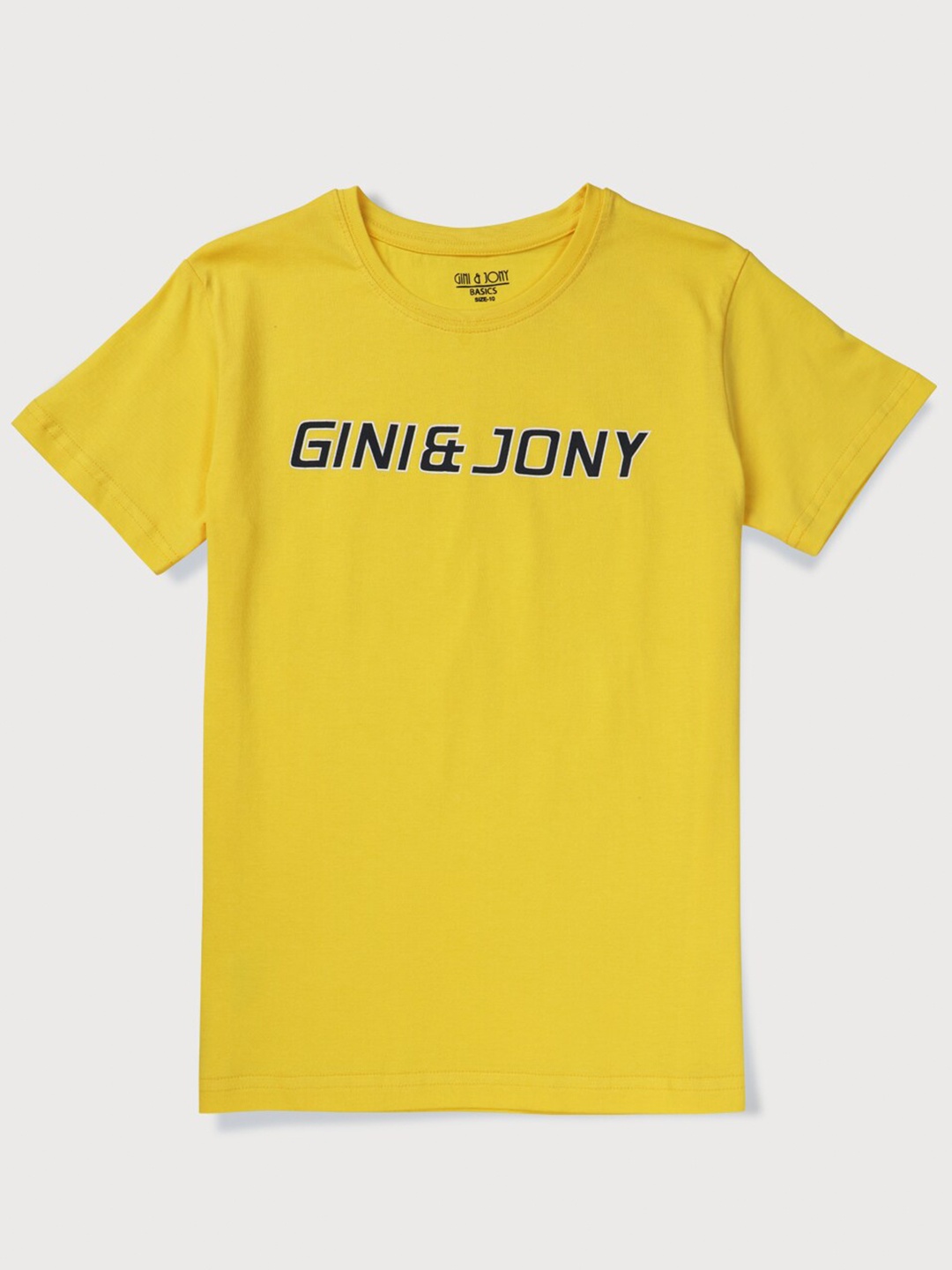 

Gini and Jony Boys Typography Printed Cotton T-shirt, Yellow