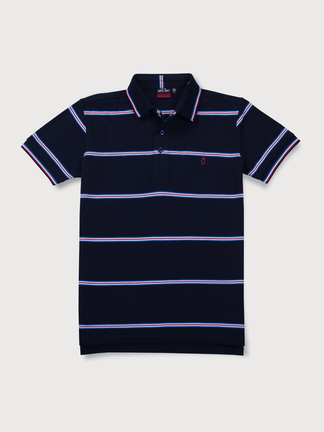 

Gini and Jony Boys Striped Cotton T-shirt, Navy blue