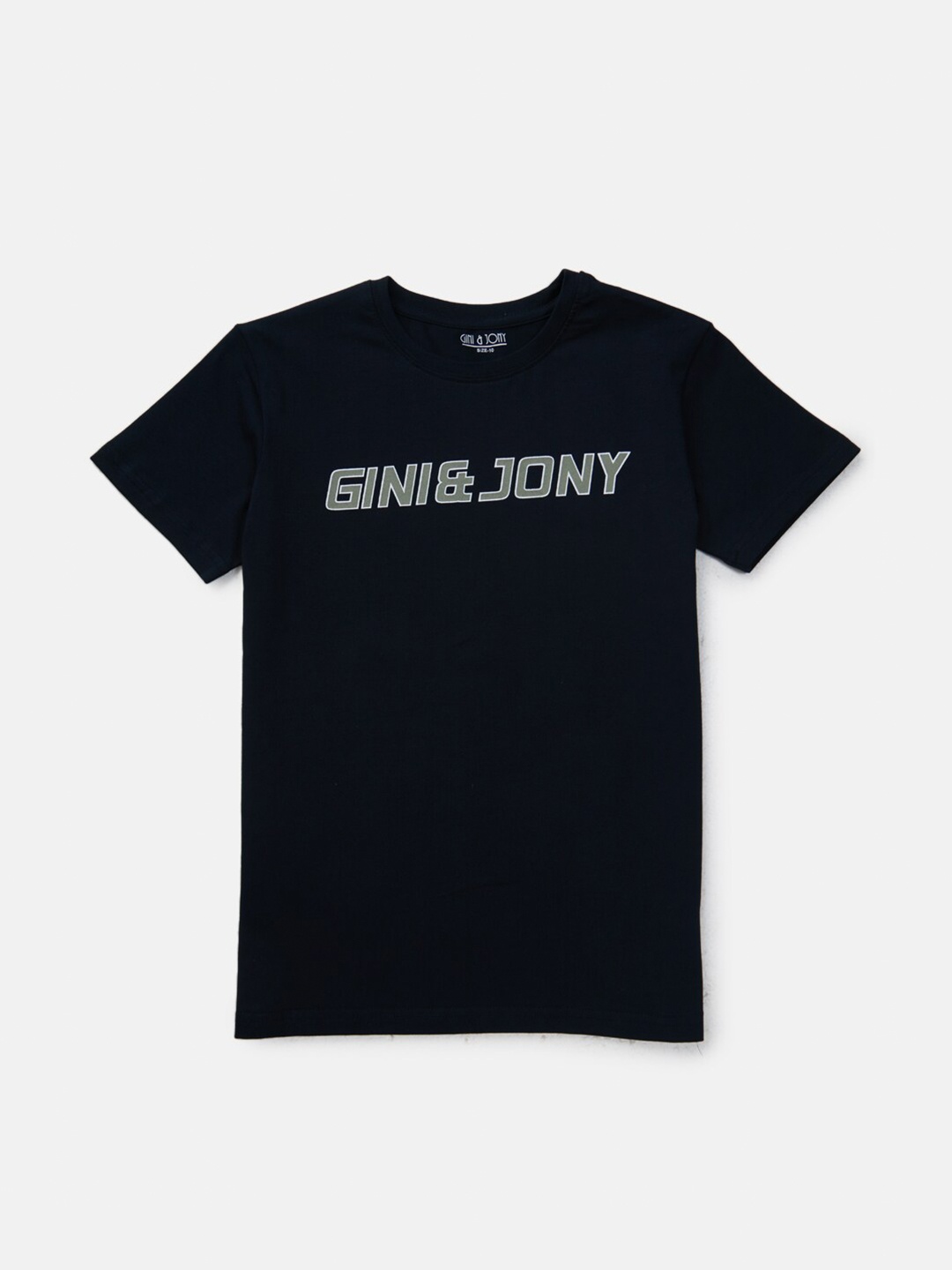 

Gini and Jony Boys Typography Printed Cotton T-shirt, Black