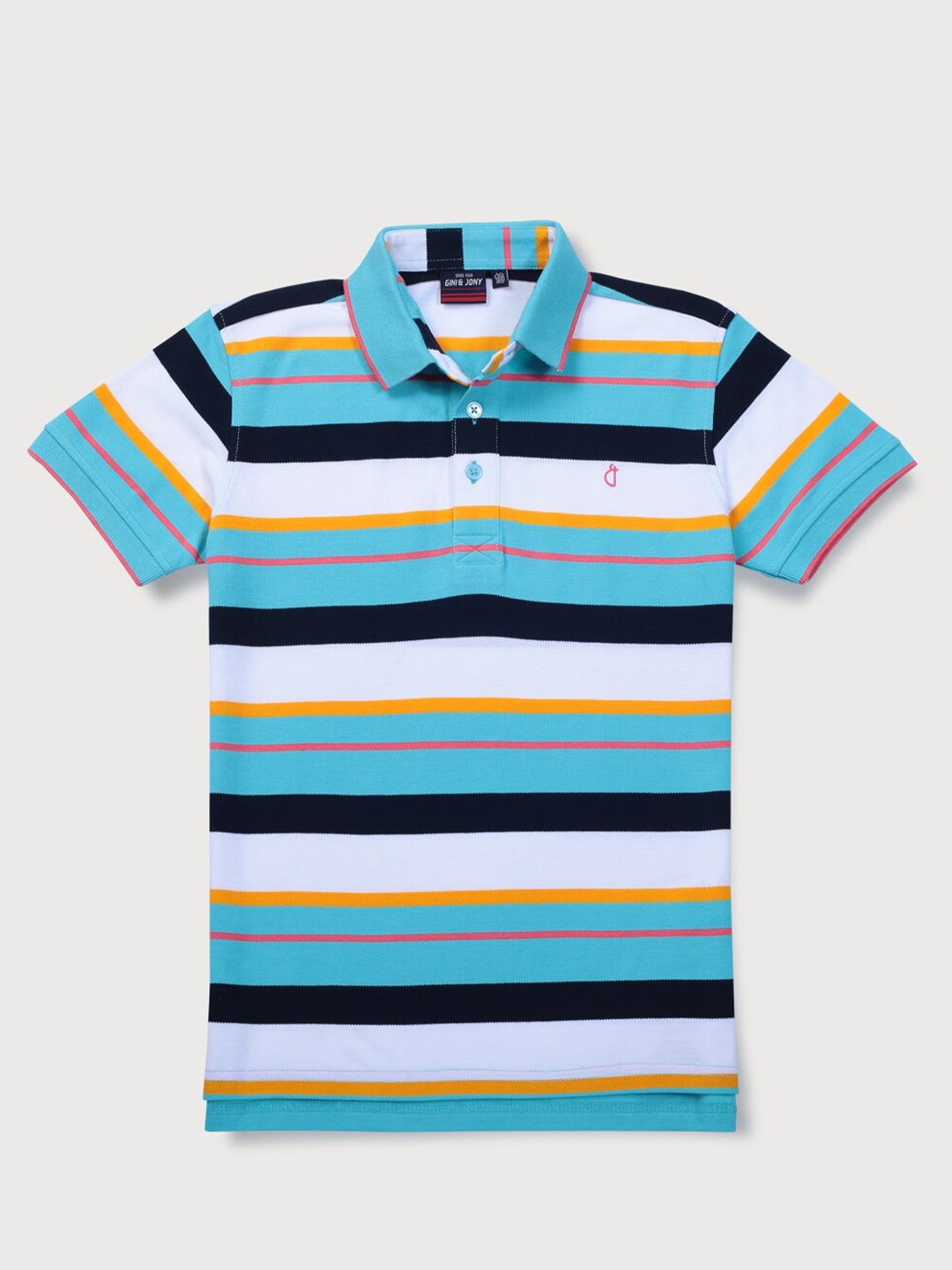 

Gini and Jony Boys Striped Polo Collar Cotton T-shirt, Blue