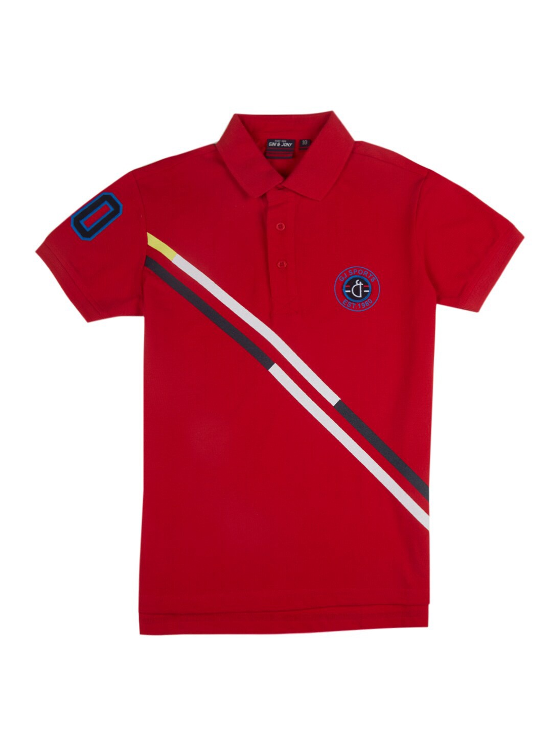 

Gini and Jony Infant Boys Striped Polo Collar Cotton T-shirt, Red