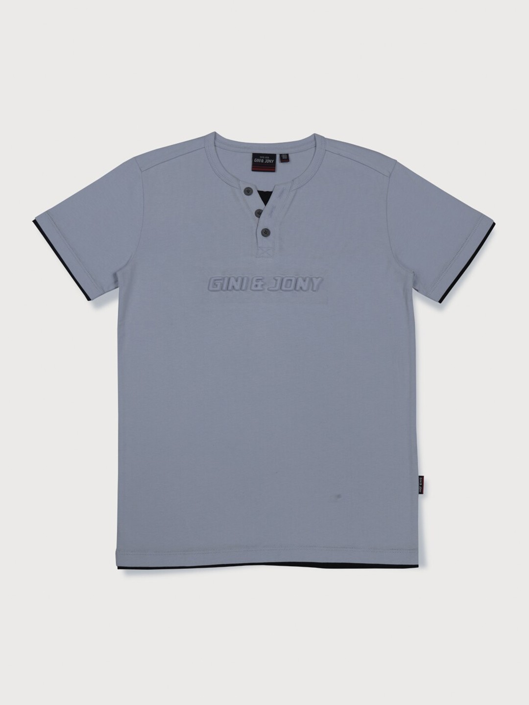 

Gini and Jony Boys Henley Neck Short Sleeves Cotton T-shirt, Grey