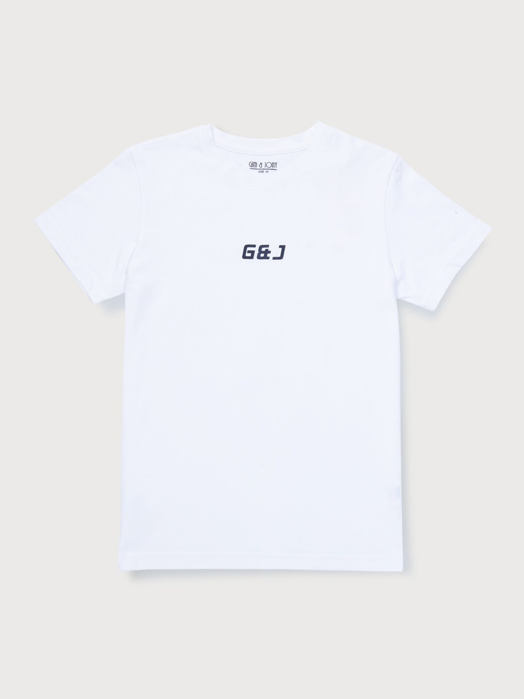 

Gini and Jony Infant Boys Round Neck Cotton T-shirt, White