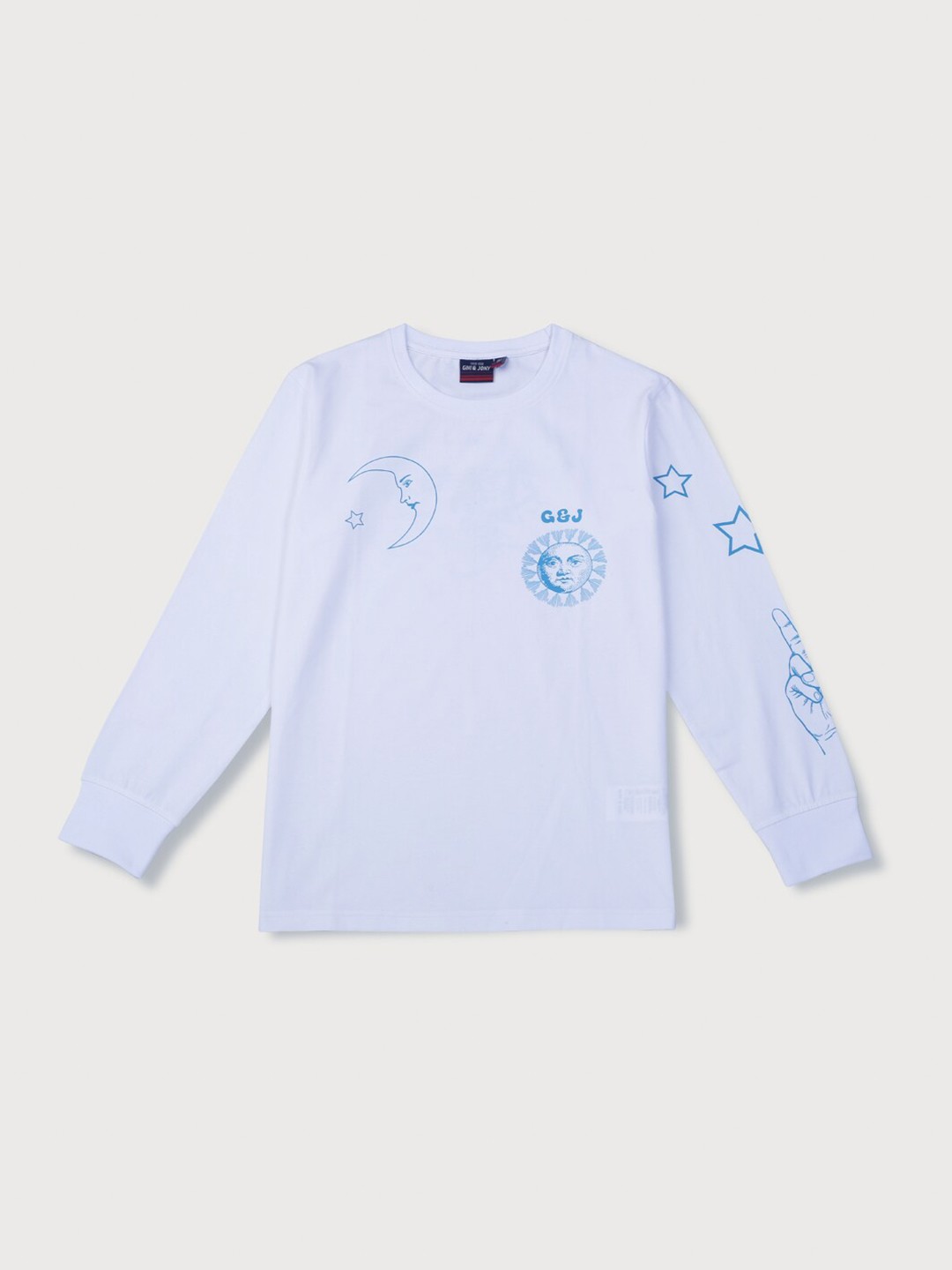 

Gini and Jony Boys Graphic Printed Cotton T-Shirt, White