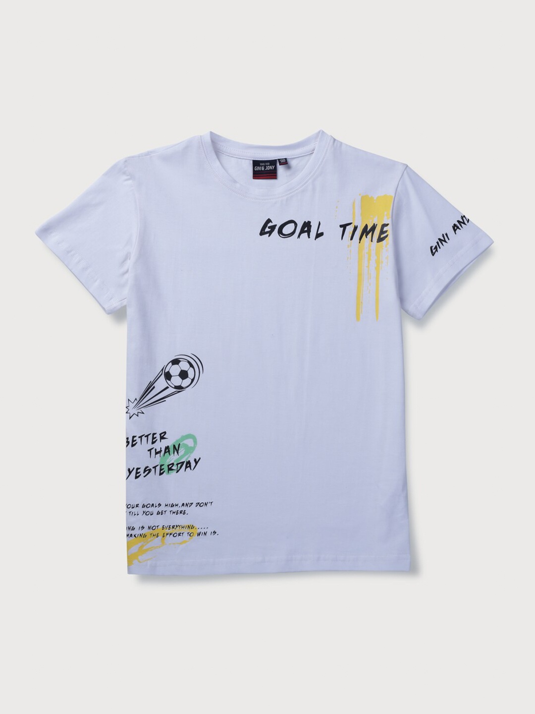 

Gini and Jony Boys Typography Printed Cotton T-shirt, White