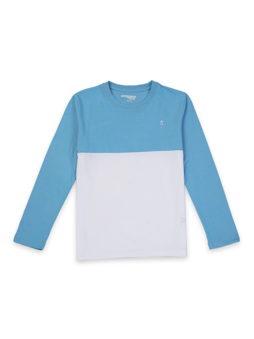 

Gini and Jony Boys Colourblocked Long Sleeves Cotton T-Shirt, Blue