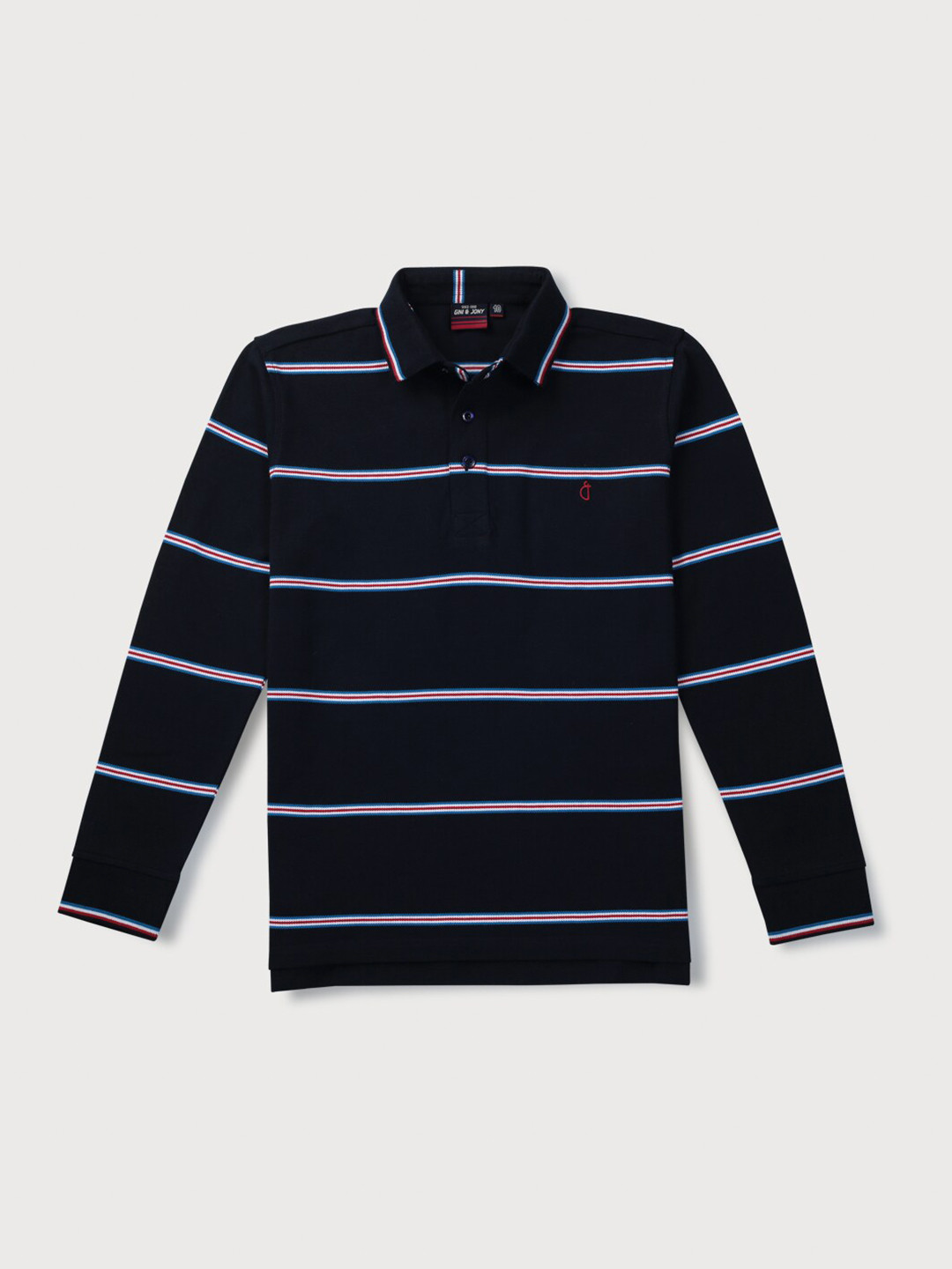 

Gini and Jony Boys Striped Polo Collar Cotton T-shirt, Navy blue