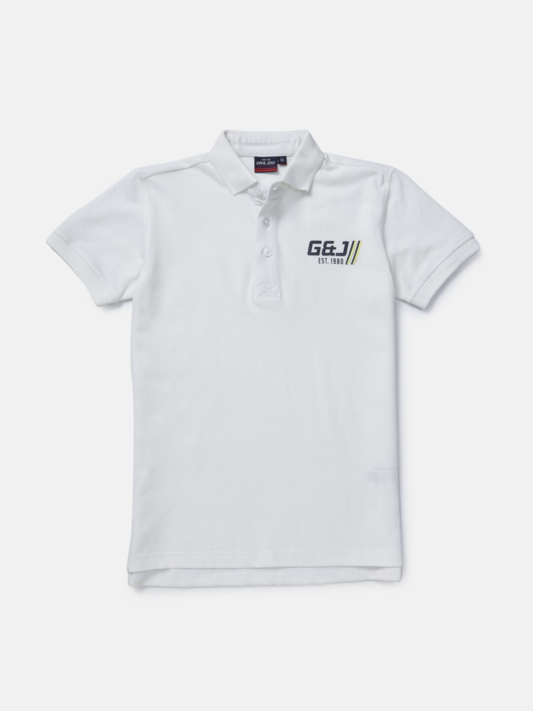 

Gini and Jony Infant Boys Polo Collar Cotton T-shirt, White
