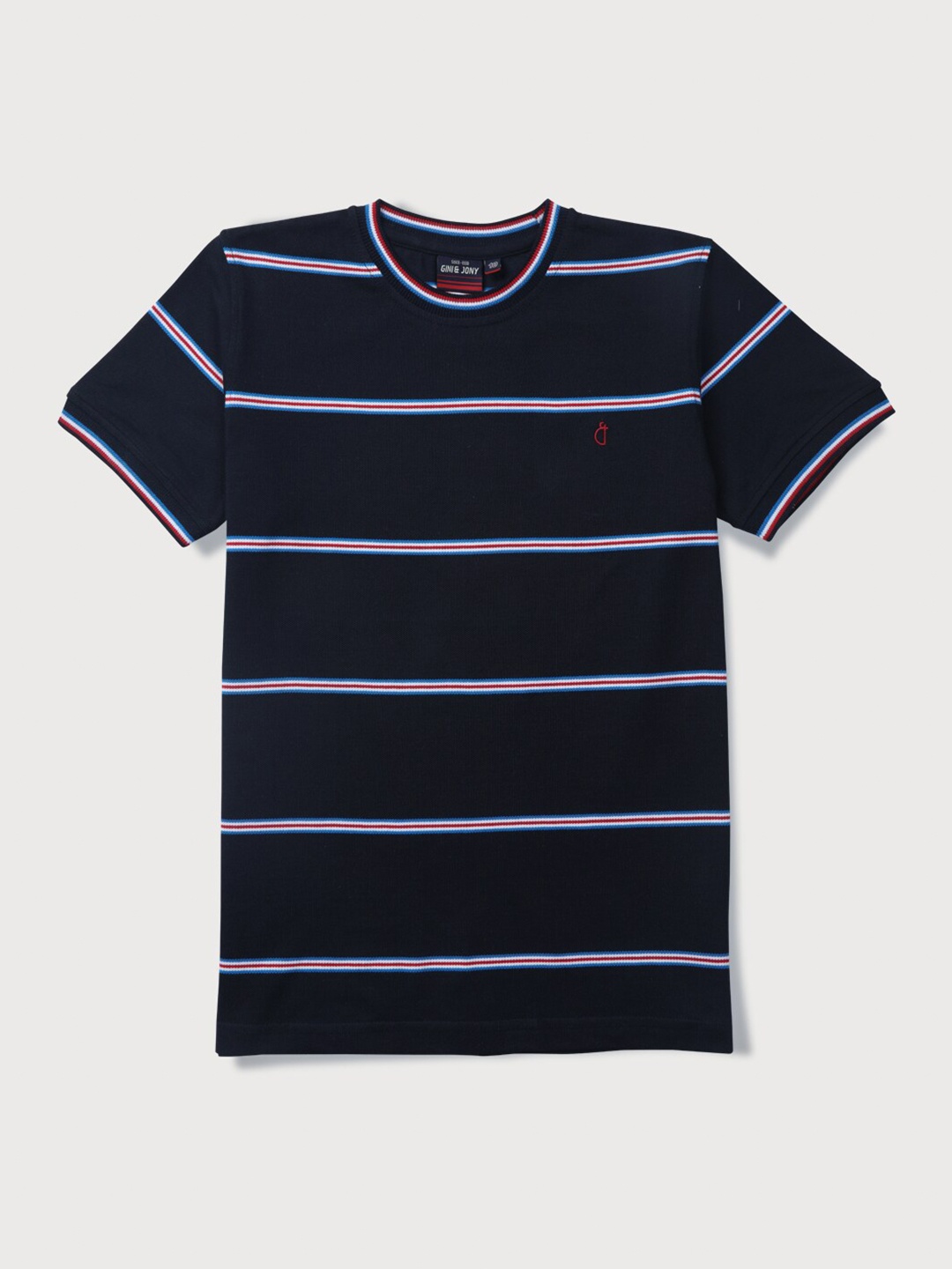 

Gini and Jony Infant Boys Striped Cotton T-shirt, Navy blue