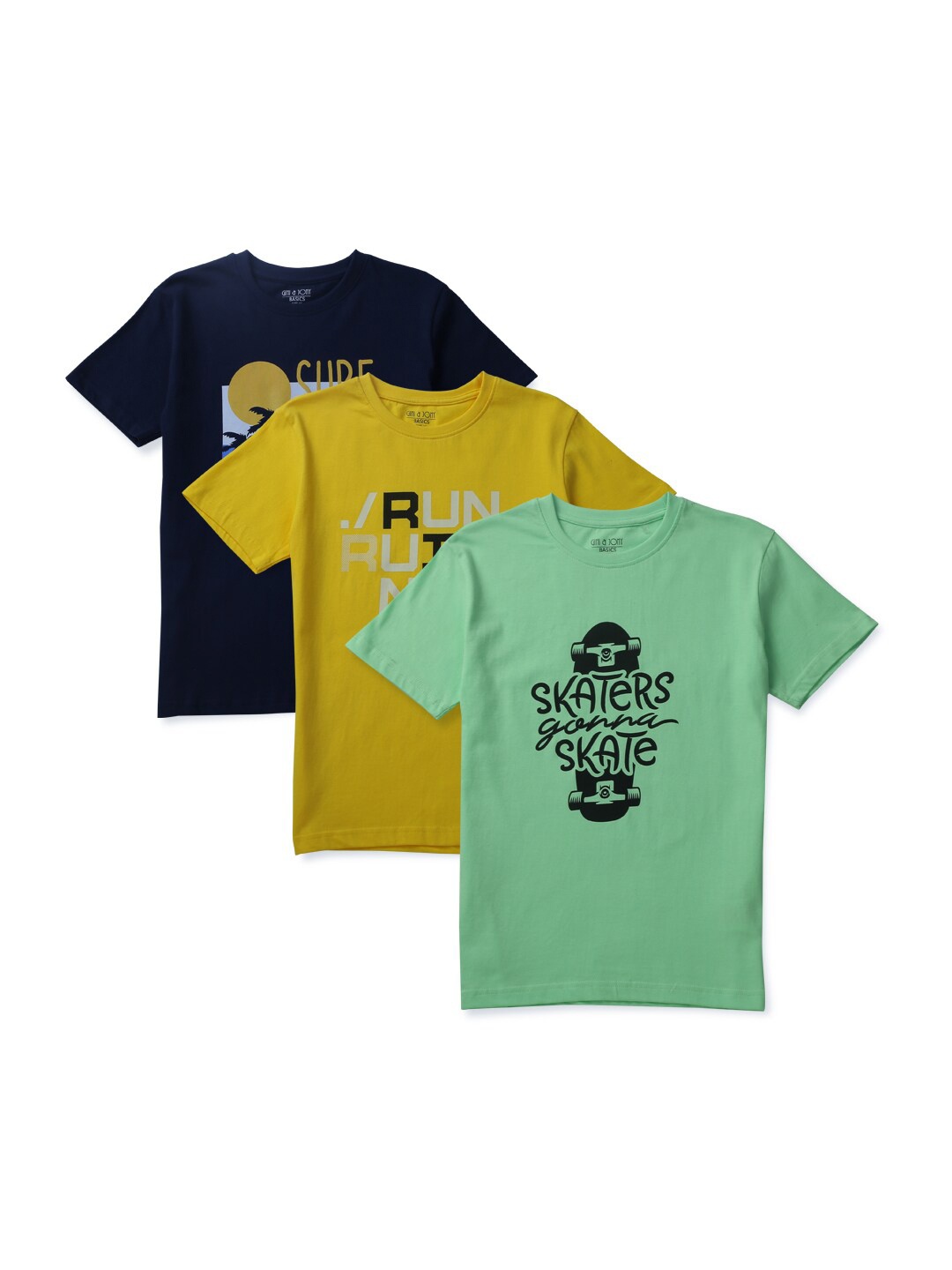 

Gini and Jony Pack of 3 Boys Printed Cotton T-shirts, Navy blue