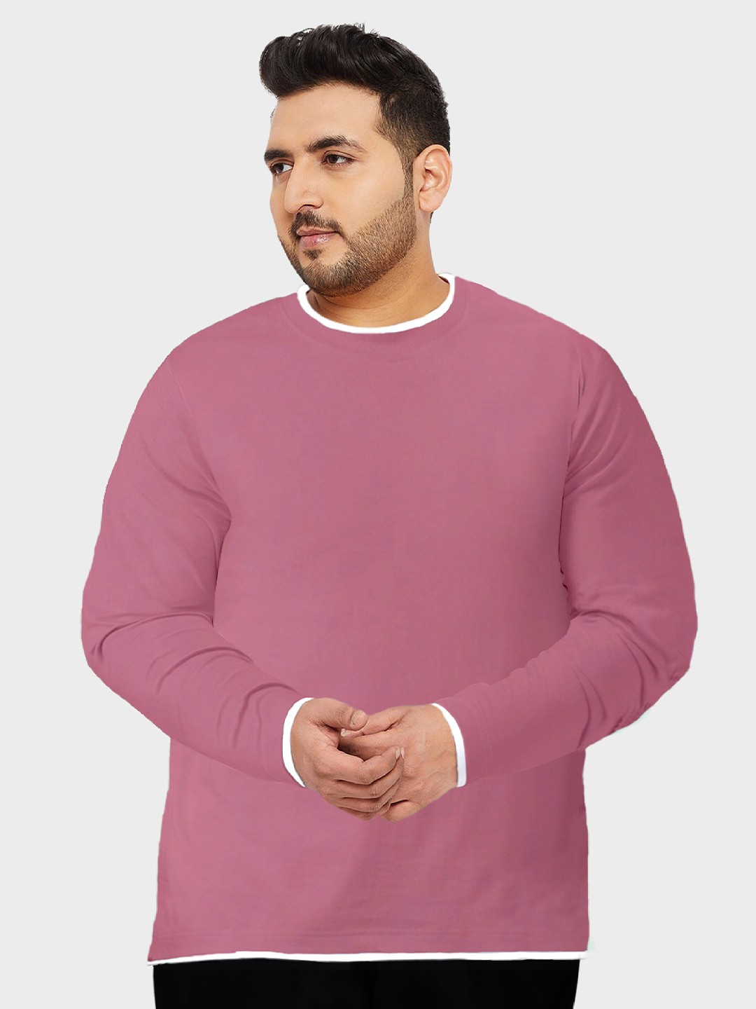 

BEYOUND SIZE - THE DRY STATE Plus Size Round Neck Relaxed Fit Cotton T-shirt, Pink