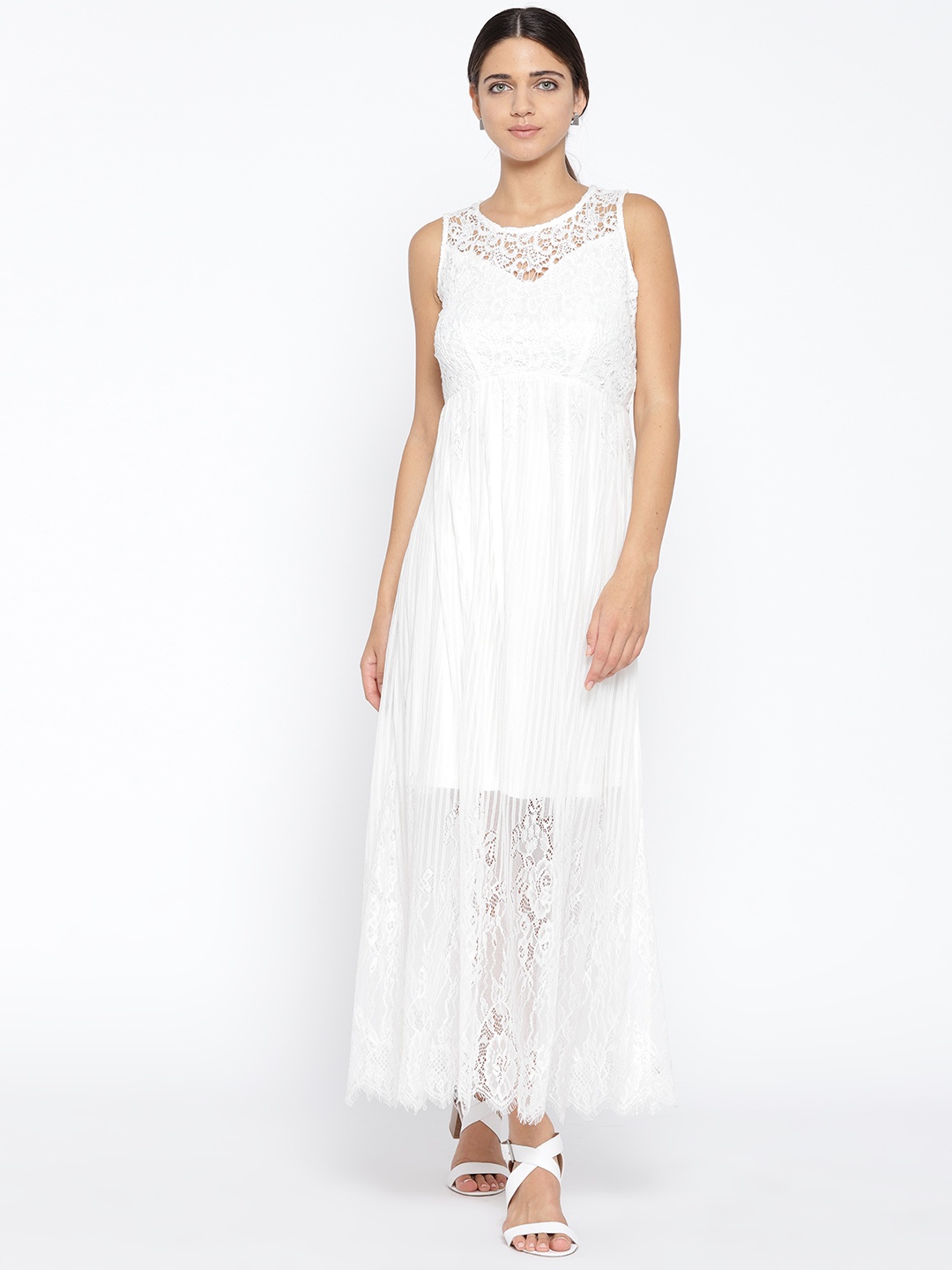 

U.S. Polo Assn. Women Women White Self Design Maxi Dress