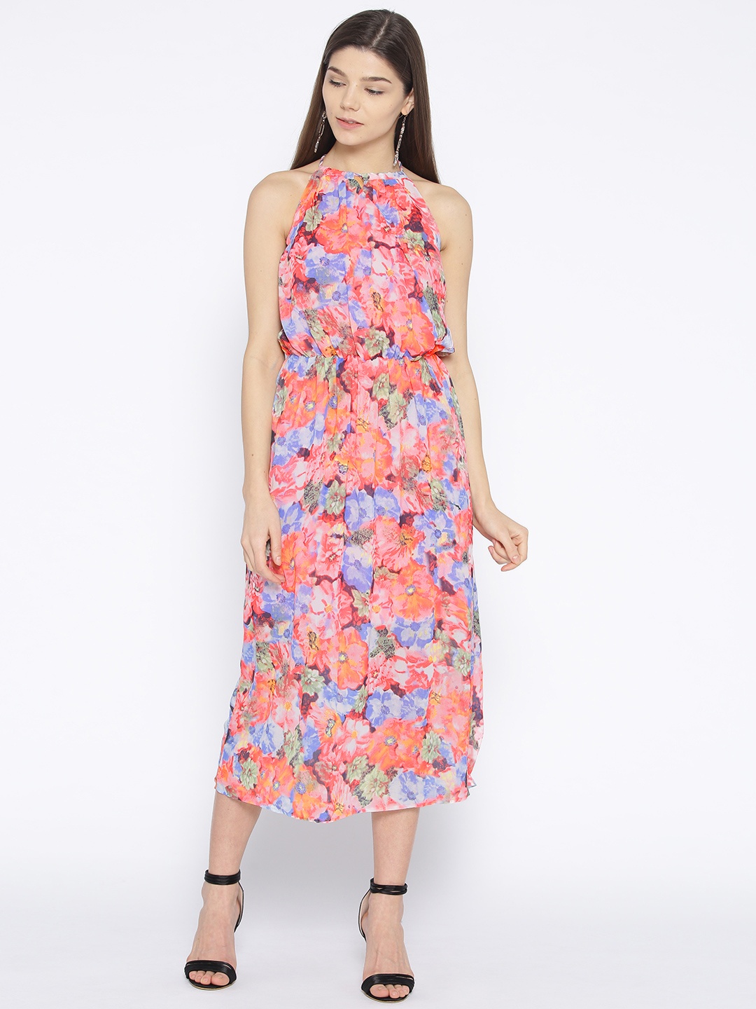 

U.S. Polo Assn. Women Pink & Blue Printed A-line Dress