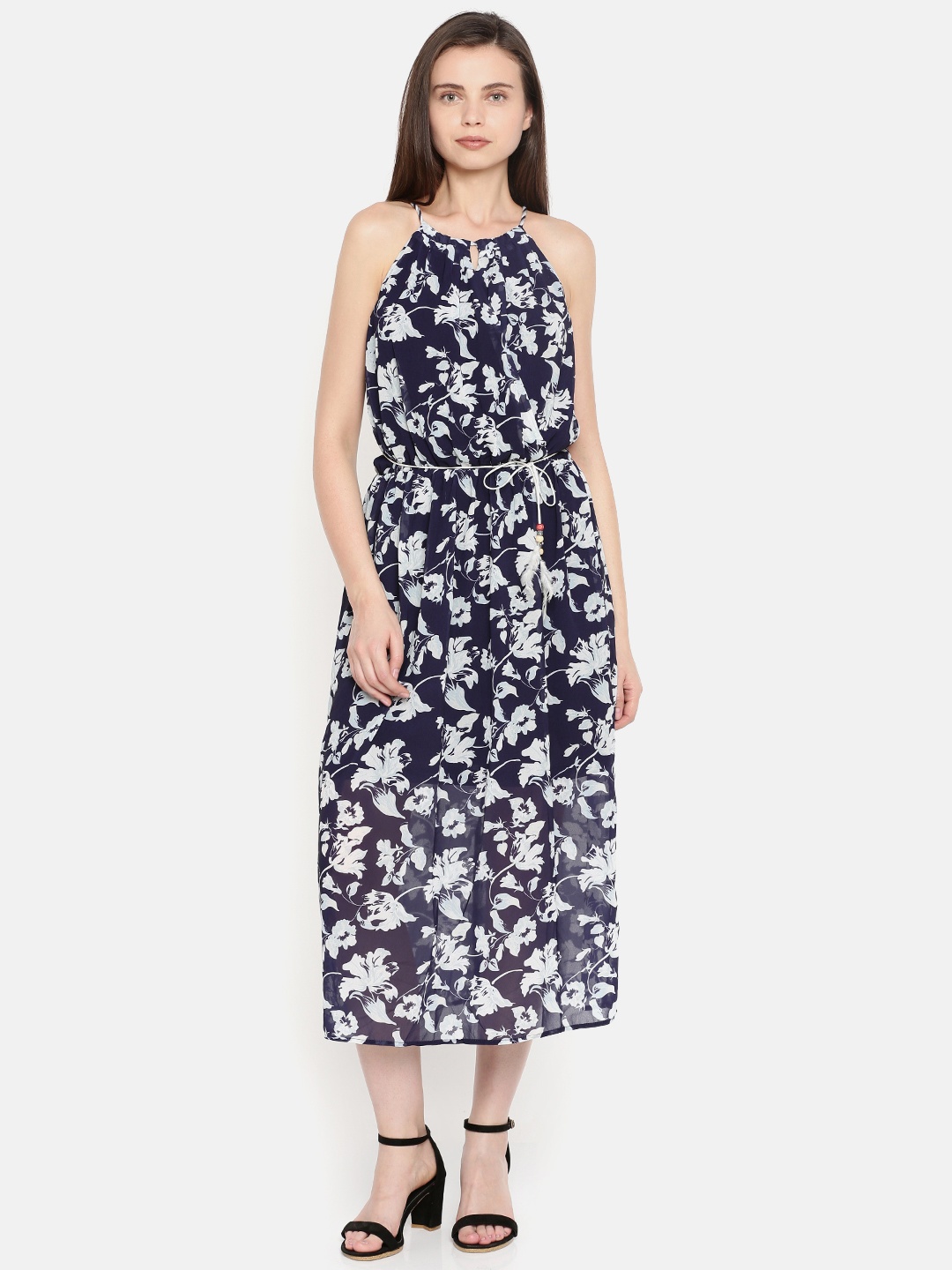 

U.S. Polo Assn. Women Women Navy Blue Printed Midi Dress