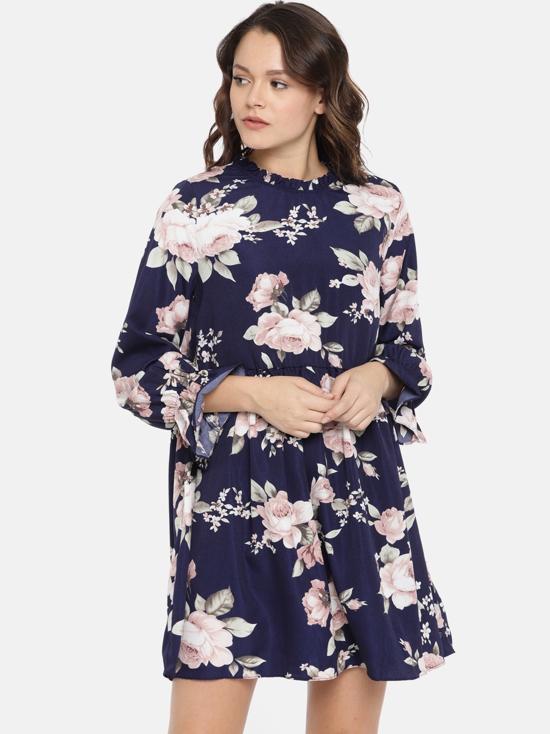 

U.S. Polo Assn. Women Women Navy Floral Printed A-Line Dress, Navy blue