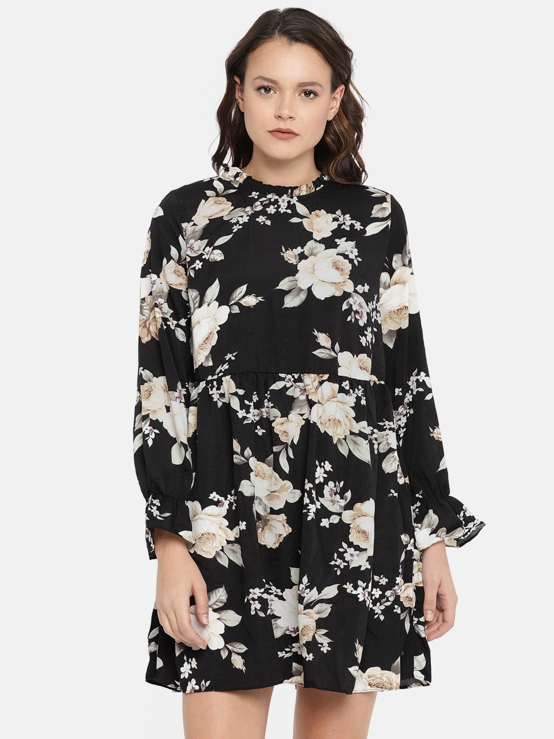 

U.S. Polo Assn. Women Women Black Printed A-Line Dress