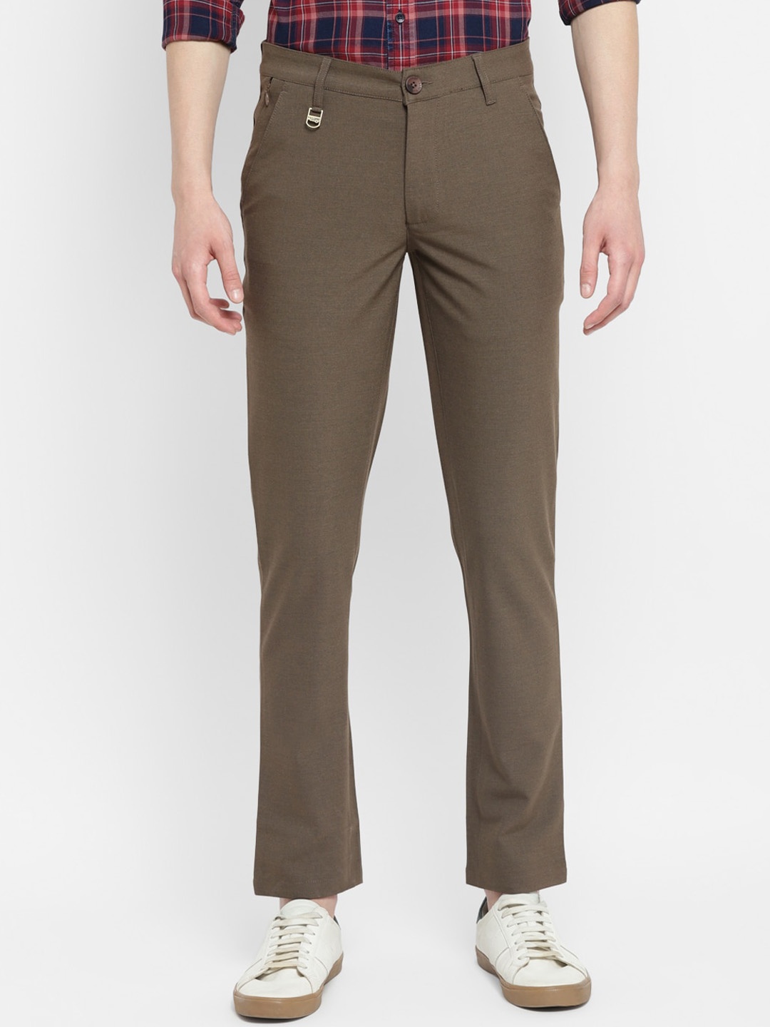 

Red Chief Men Slim Fit Mid-Rise Regular Trousers, Brown