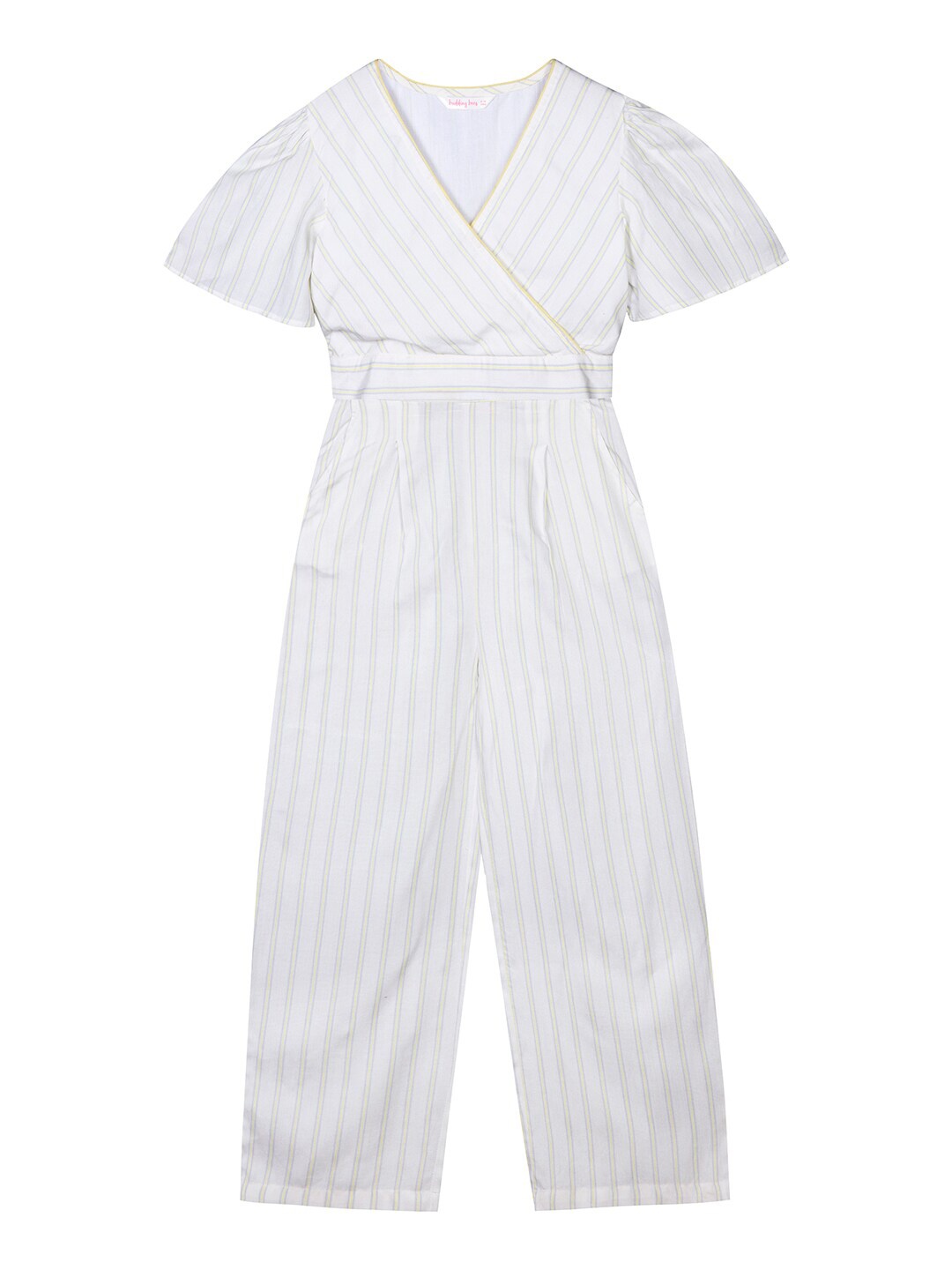 

Budding Bees Girls Striped Top with Trousers, Off white
