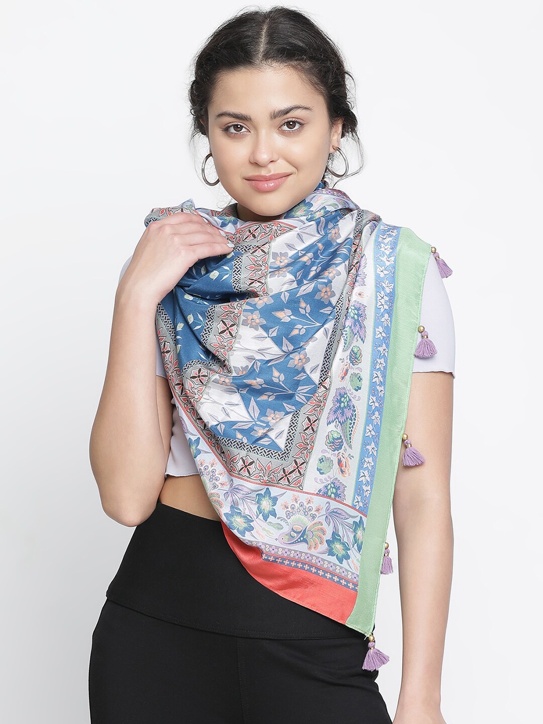 

SHINGORA Women Printed Stole, Blue
