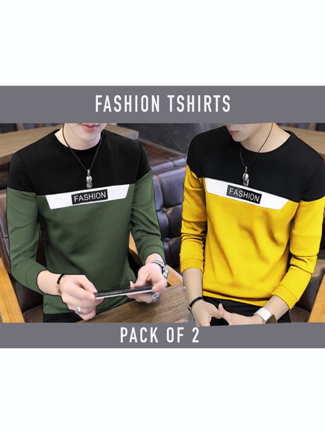 

BLIVE Pack Of 2 Colourblocked Cotton T-shirt, Yellow