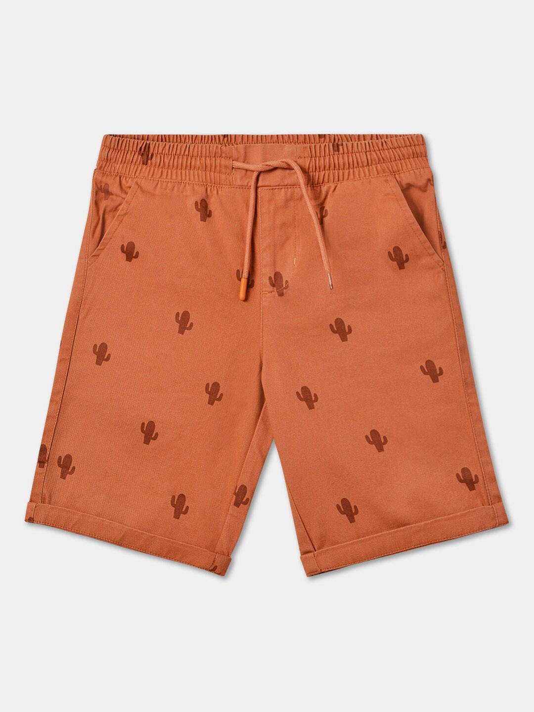 

R&B Boys Conversational Printed Chino Shorts, Rust