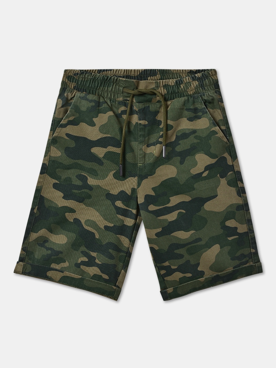 

R&B Boys Camouflage Printed Regular Shorts, Olive