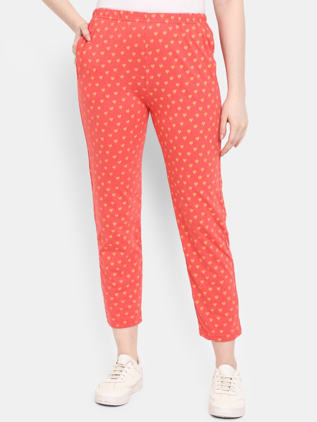 

V-Mart Conversational Printed Cotton Track Pants, Orange