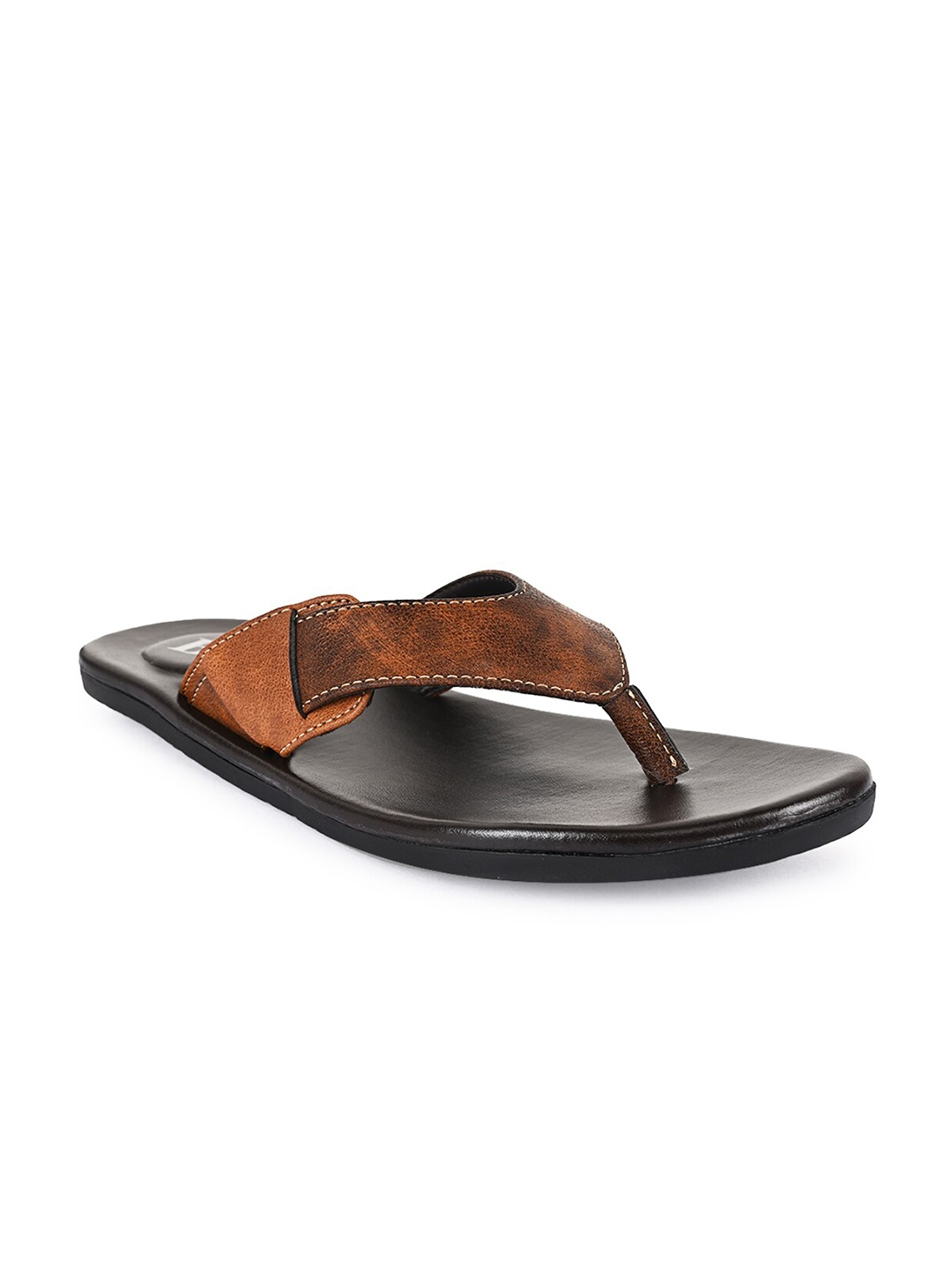 

BuckleUp Men Textured Slip On Flip-Flops, Brown