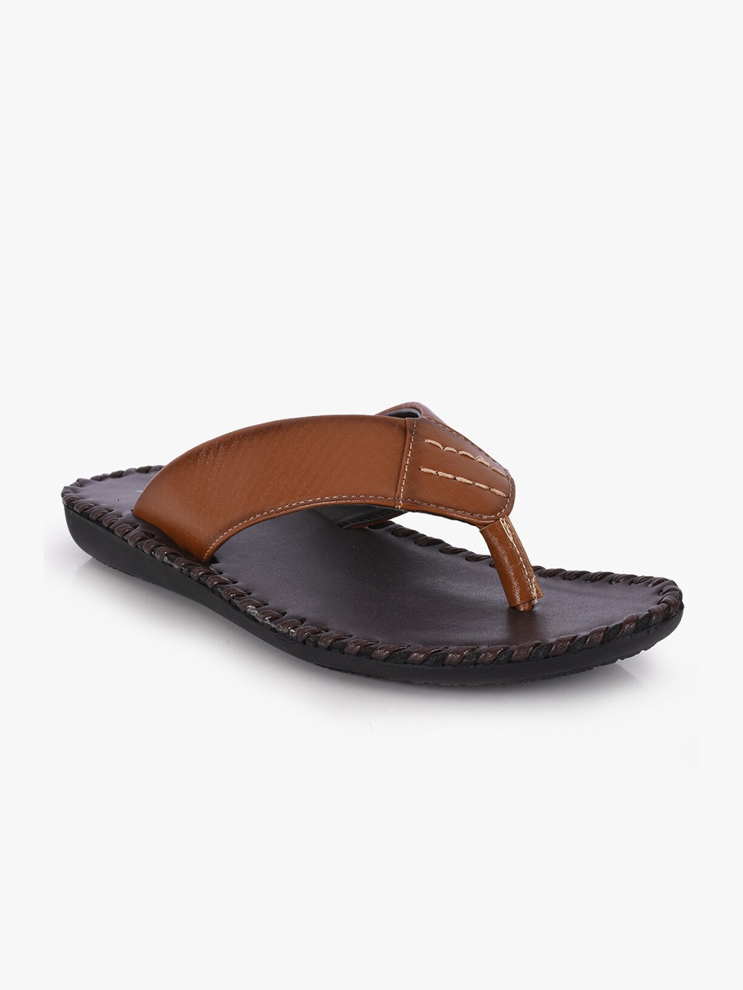 

BuckleUp Men Textured Slip On Flip-Flops, Tan