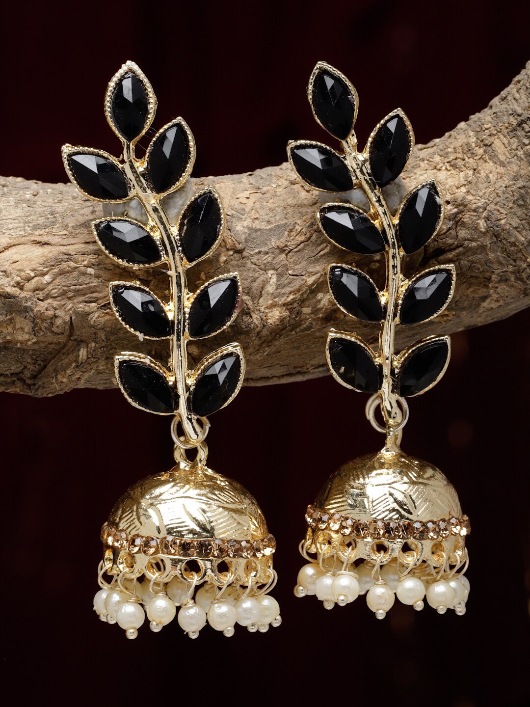 

ZENEME Gold-Plated Dome Shaped Jhumkas Earrings