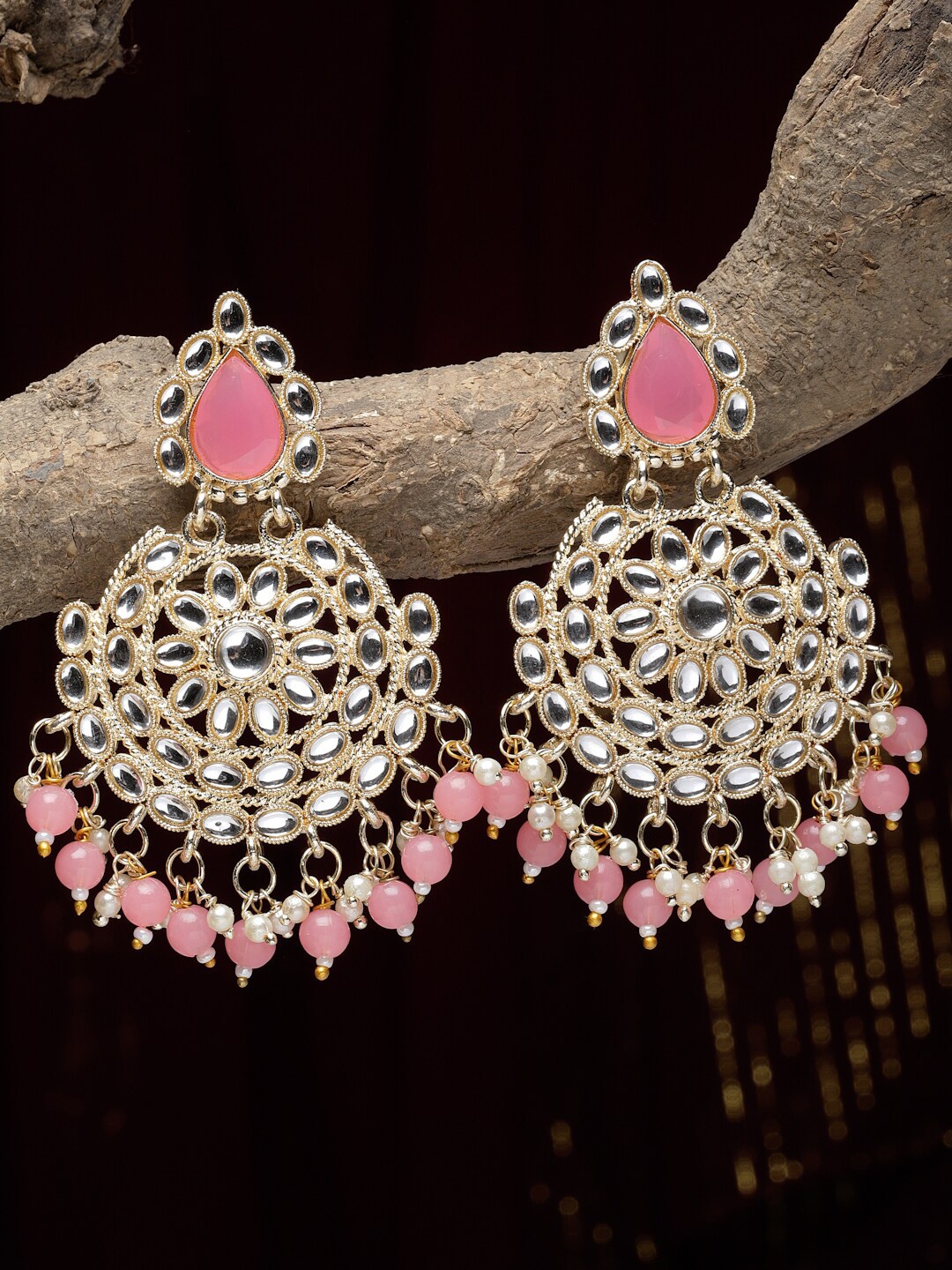 

ZENEME Gold-Plated Contemporary Drop Earrings