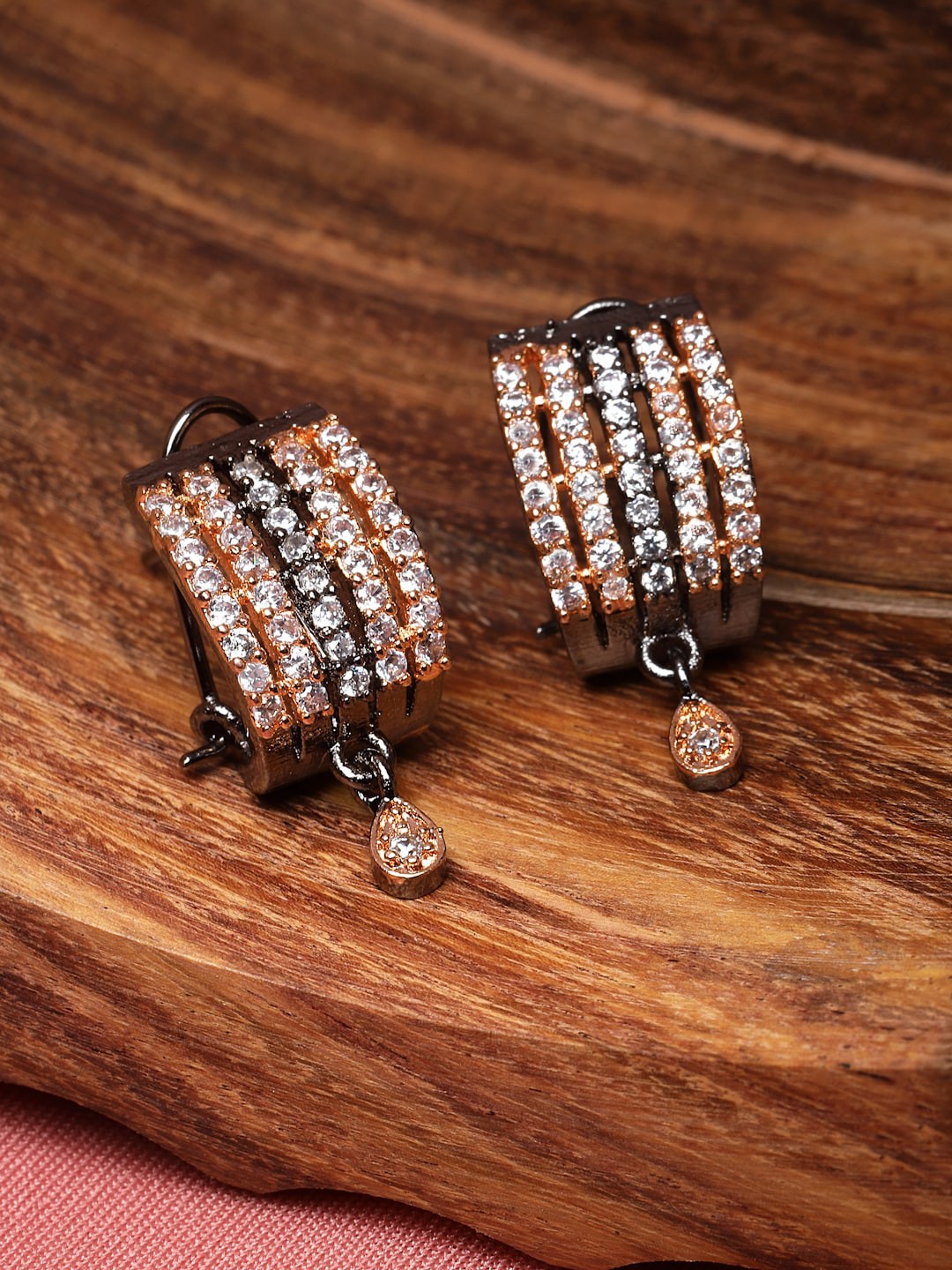 

ZENEME Rose Gold-Plated Drop Earrings
