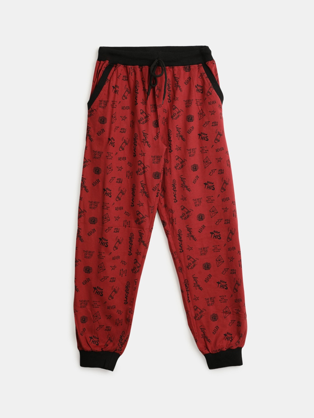 

V-Mart Boys Printed Joggers Lounge Pants, Maroon