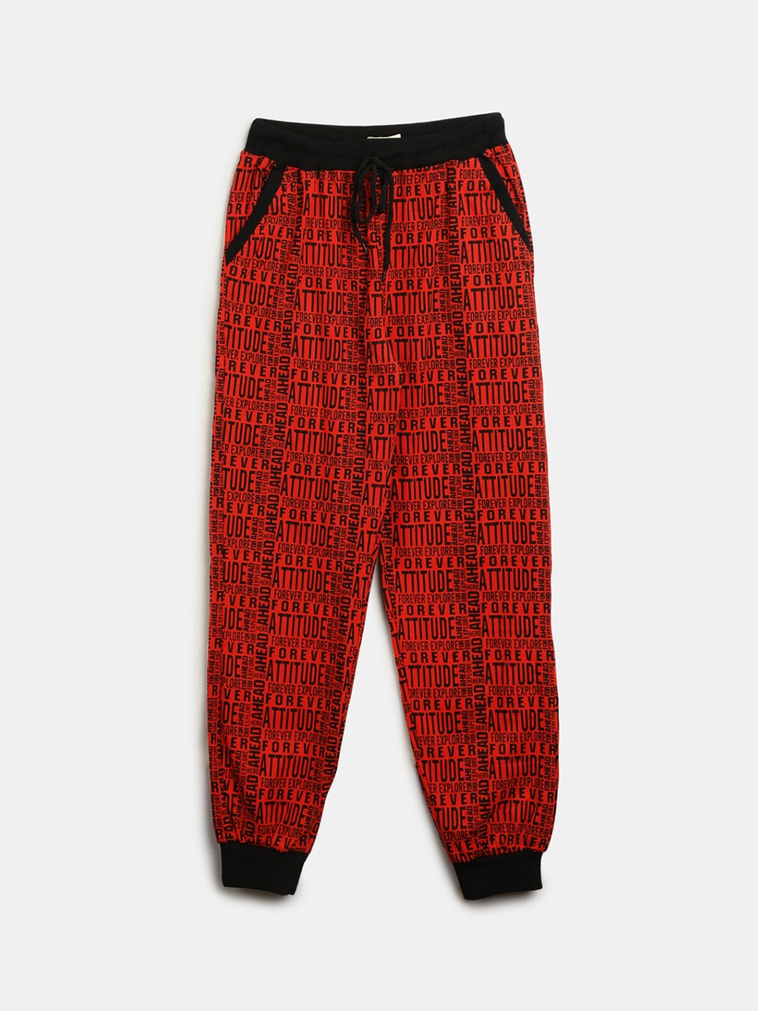 

V-Mart Boys Mid Rise Printed Cotton Single Jersey Lounge Pants, Red