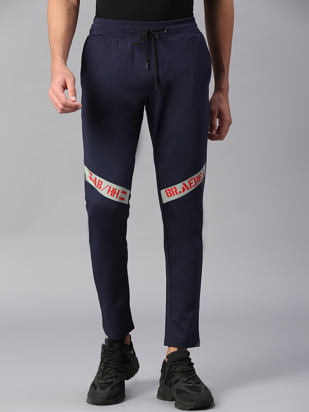 

HJ HASASI Men Mid-Rise Rapid-Dry Straight-Fit Track Pants, Navy blue