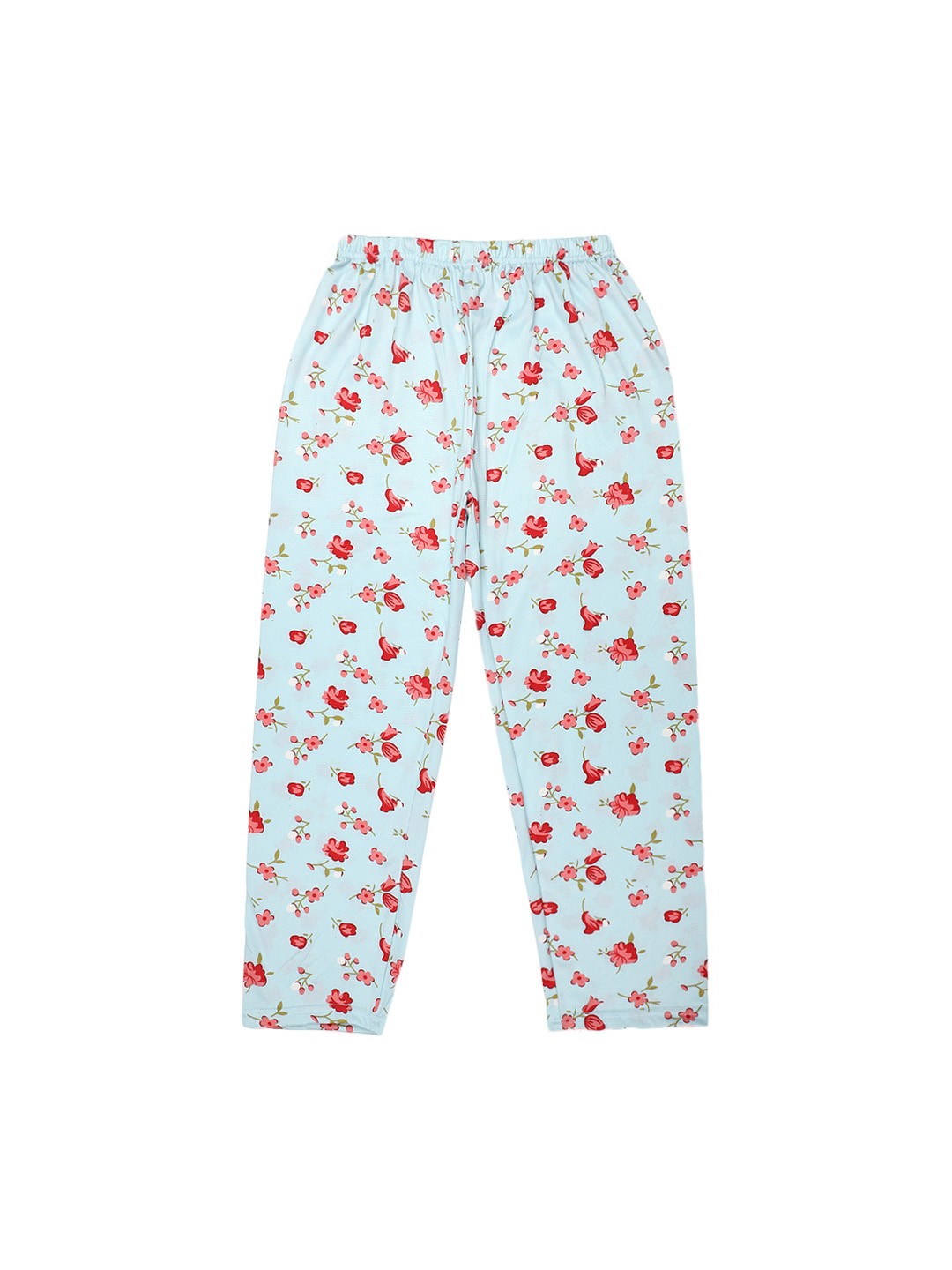 

V-Mart Girls Floral Printed Cotton Straight Lounge Pants, Blue