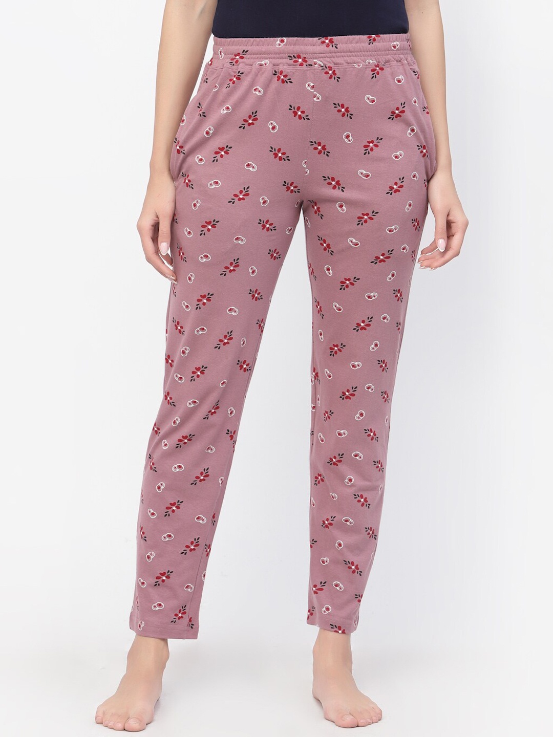 

Floret Women Printed Cotton Lounge Pants, Pink