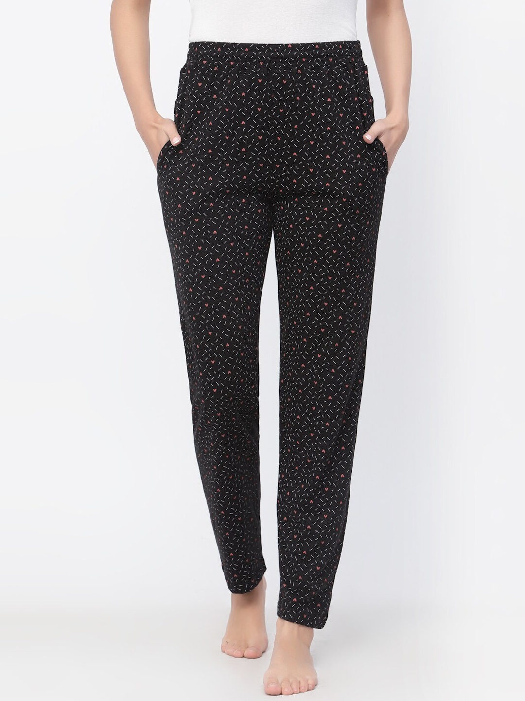 

Floret Women Mid-Rise Printed Lounge Pants, Black