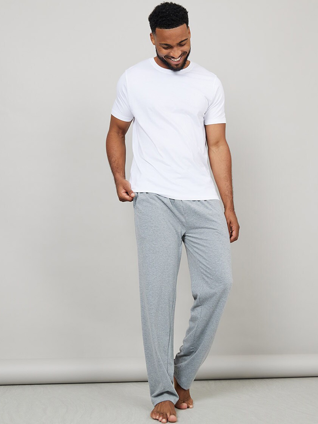 

Styli Men Round Neck Short Sleeves Night suit, White