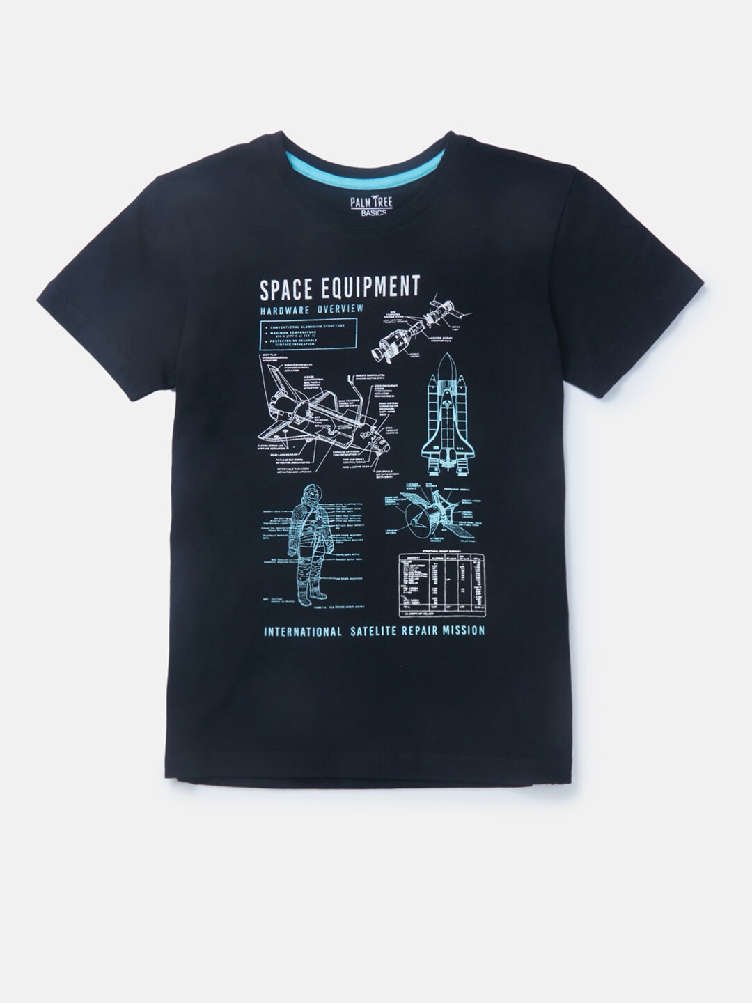 

Palm Tree Boys Graphic Printed Cotton T-shirt, Teal