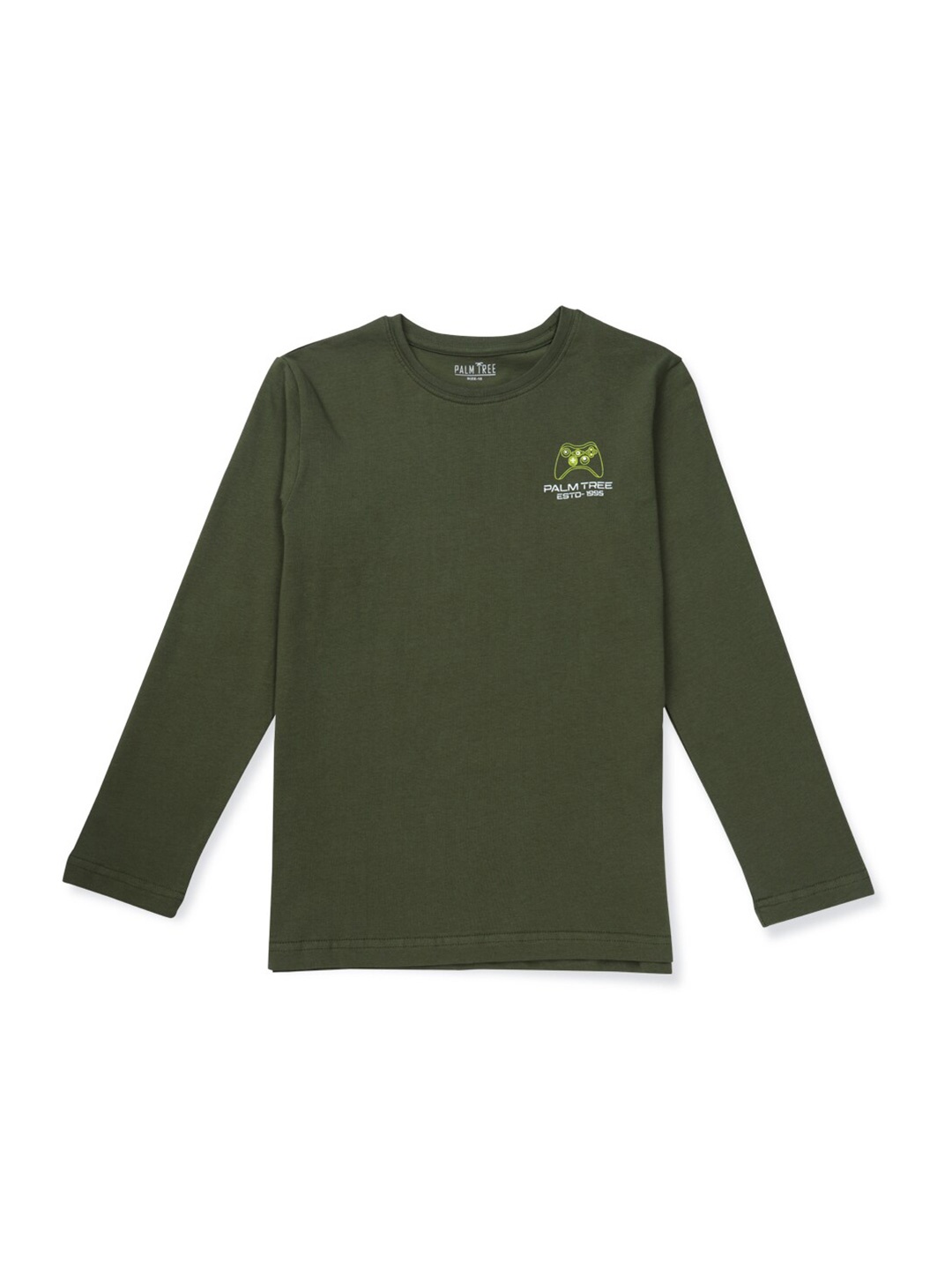 

Palm Tree Boys Typography Printed Pure Cotton T-shirt, Olive