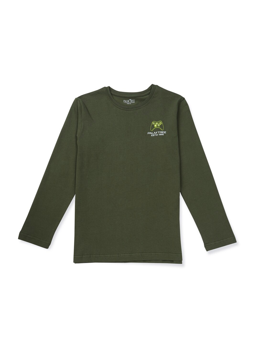 

Palm Tree Infants Boys Graphic Printed Pure Cotton T-shirt, Olive