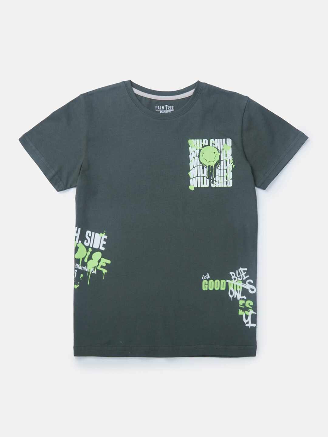 

Palm Tree Boys Printed Pure Cotton T-shirt, Olive