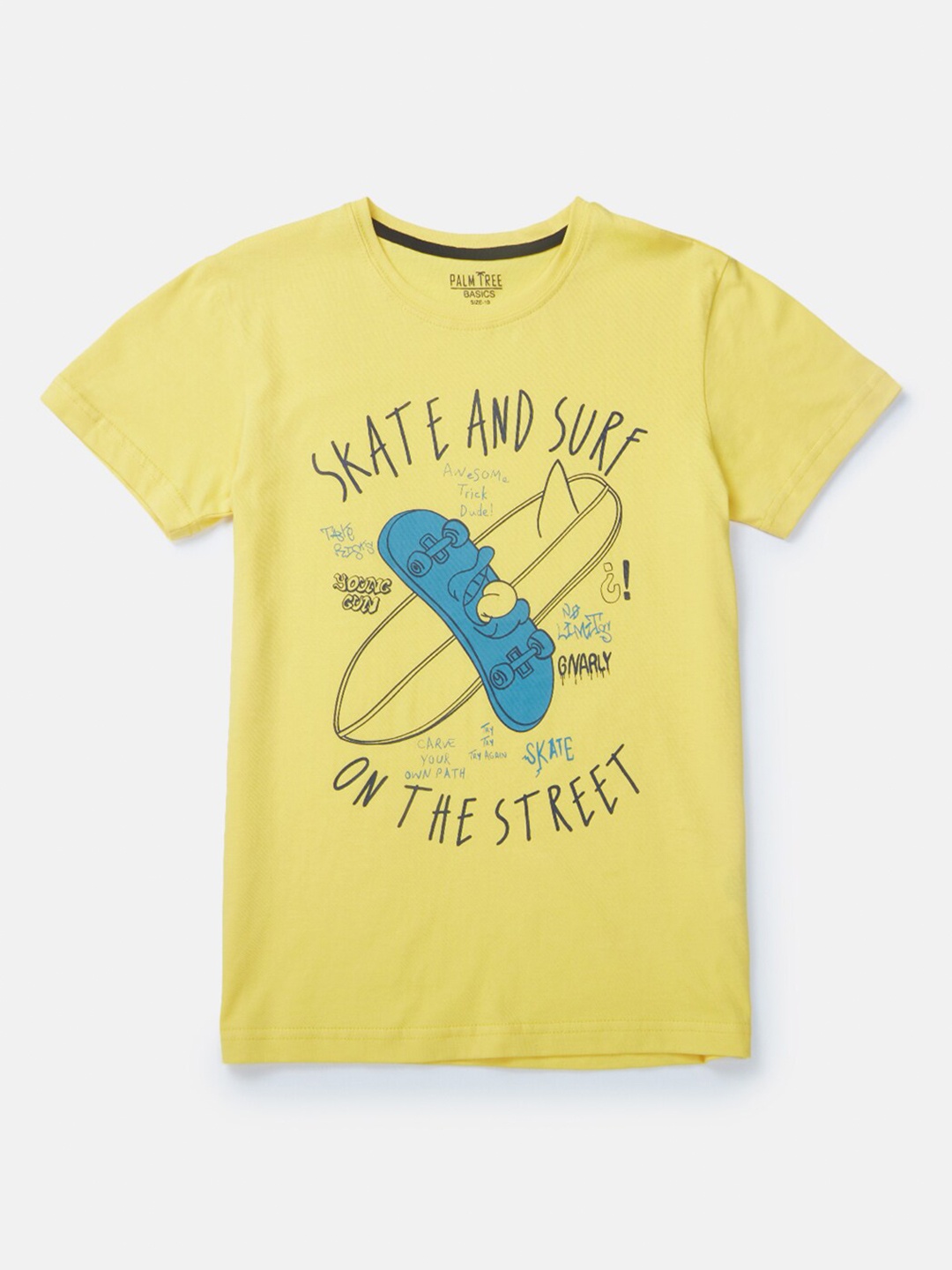 

Palm Tree Boys Printed Pure Cotton T-shirt, Yellow