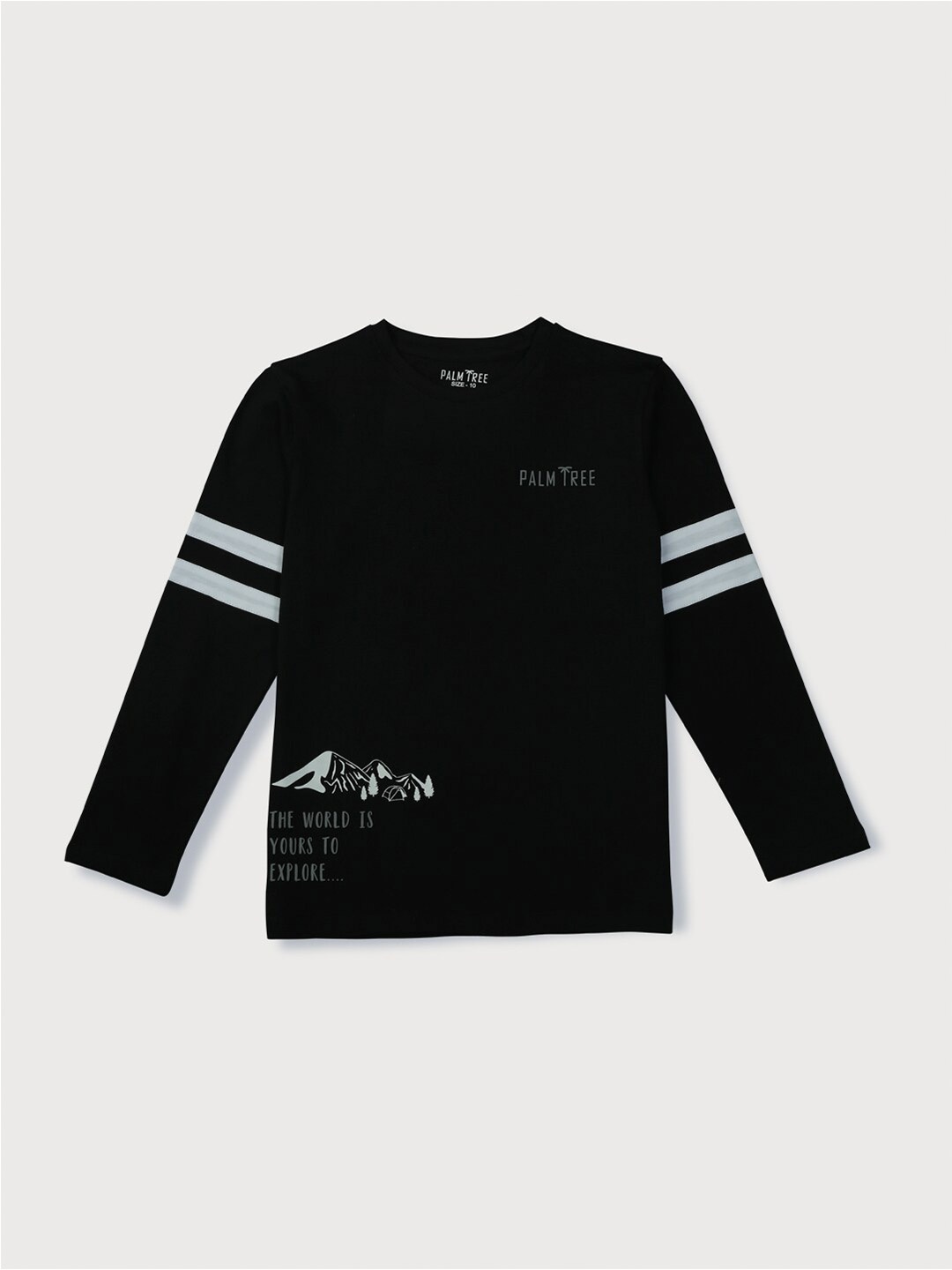 

Palm Tree Boys Typography Printed Long Sleeves Pure Cotton T-shirt, Black