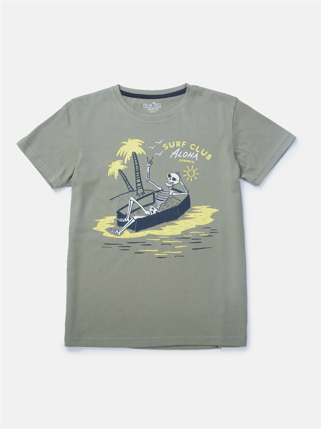 

Palm Tree Infant Boys Graphic Printed Pure Cotton T-shirt, Olive