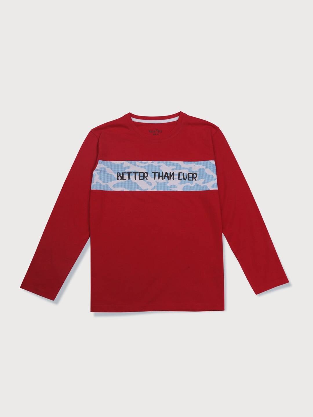 

Palm Tree Infants Boys Typography Printed Cotton T-shirt, Red